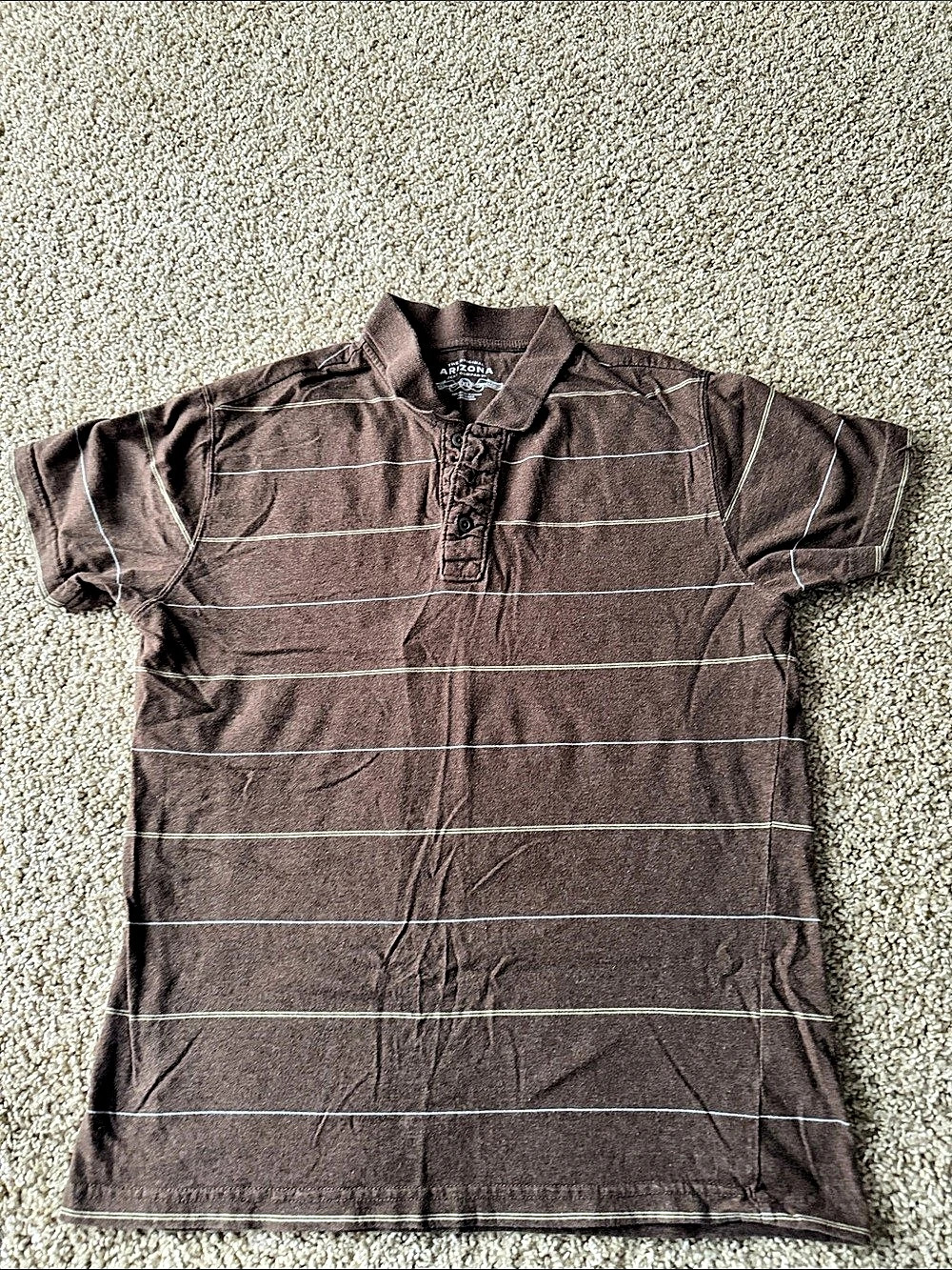 Arizona Jean Company Striped Polo in Brown & Gray XL